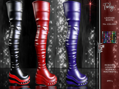 Second Life Marketplace - Tenley Leather High Boots,with wedge heels